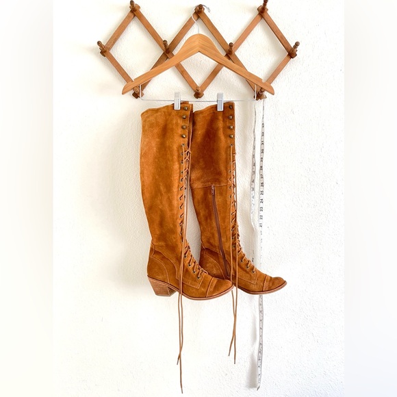 Free People Shoes - Free People Jeffrey Campbell Cognac Brown Suede Lace Up Boots